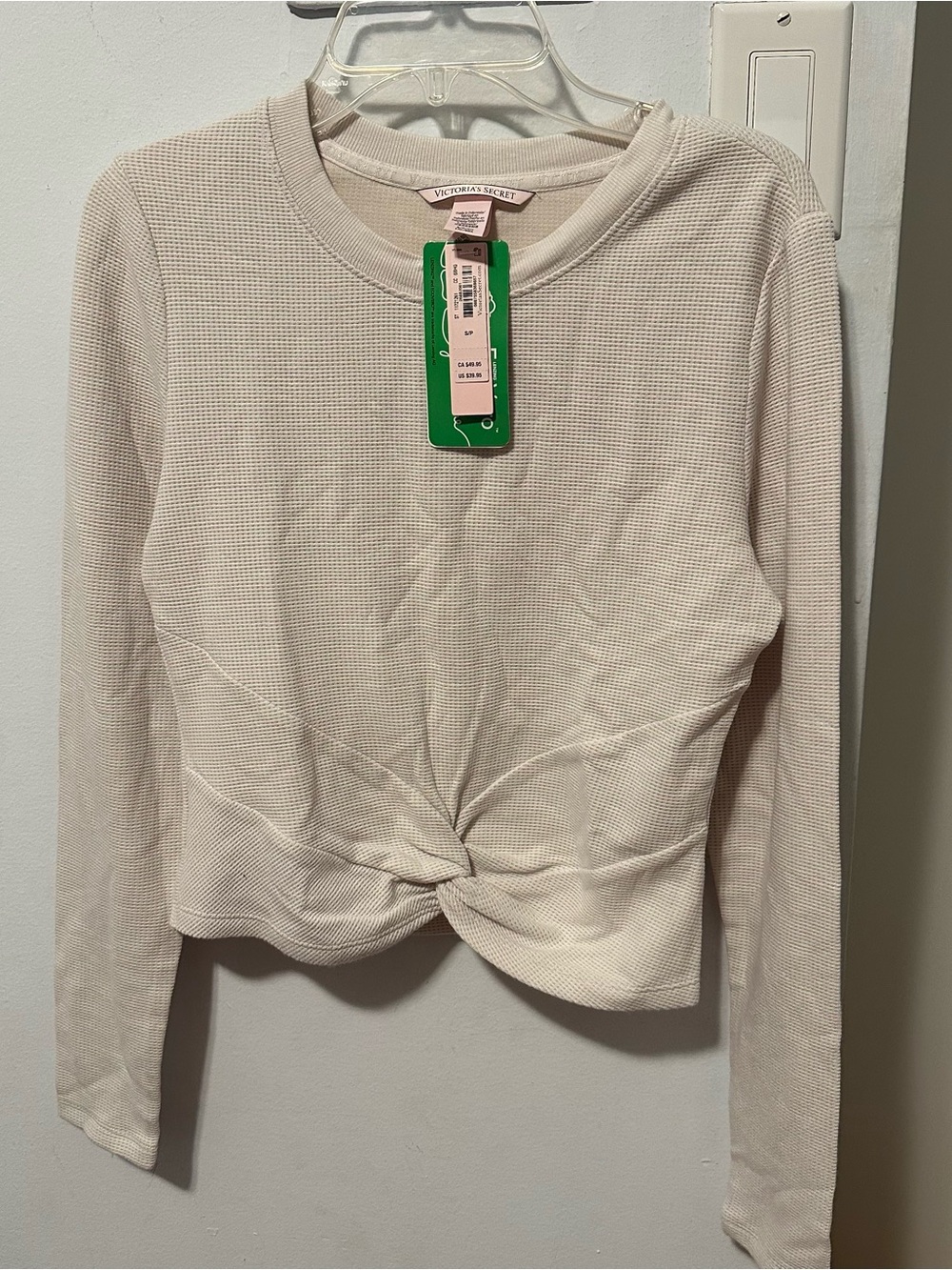 Victorias Secret Thick Thermal Twist-Front Long Sleeve Top - Off White